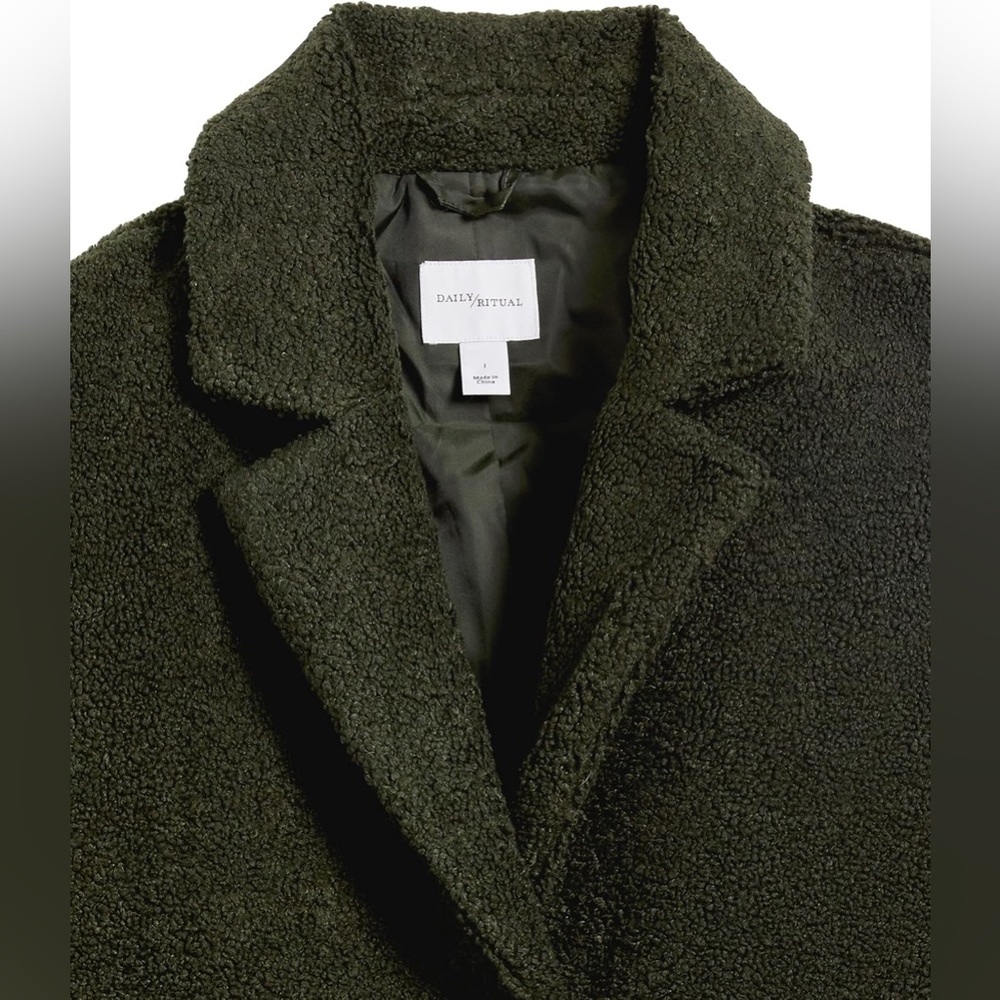 NWOT Teddy Bear Fleece Oversized-Fit Lapel Jacket by Daily Ritual - Picture 5 of 11